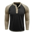 thumbnail image 4 of Donemore Men's Color Block Button-Up Long Sleeve Raglan T-Shirt Knit Cotton Casual Top, 4 of 6