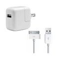thumbnail image 1 of 12W USB Power Wall Plug Fast Charger Adapter + 3.3Ft 30 Pin USB Data Cable Cord Compatible for iPad 1 2 3, iPod, iPhone 3G 3GS 4G 4S, 1 of 3