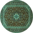 thumbnail image 1 of Ahgly Company Machine Washable Indoor Round Medallion Turquoise Blue Traditional Area Rugs, 7' Round, 1 of 4