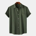 thumbnail image 2 of XuJwPNcy Men's Button down Shirts Short Sleeve Casual Shirts Summer Beach Shirts Solid Color Vacation Shirts with Pocket, 2 of 7
