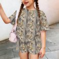 thumbnail image 5 of Grblisyd Cute Outfits for Girls 10-12 Camo Crew Neck Short Sleeve Maple Leaf Print Tops and Elastic Waist Shorts, 5 of 6
