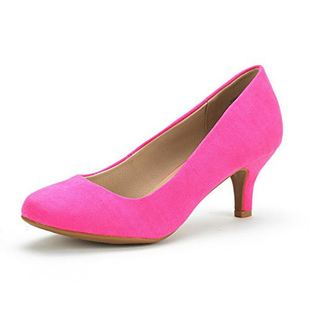 Dream Pairs Wedding Party Low Heel Shoes Luvly Fuchsia/Suede Size 6.5 -