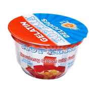 Kopelia Gelatin Strawberry with Fruits, Single Serve, 8 oz. Plastic Cup, Fat Free