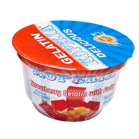 Kopelia Gelatin Strawberry with Fruits, Single Serve, 8 oz. Plastic Cup, Fat Free