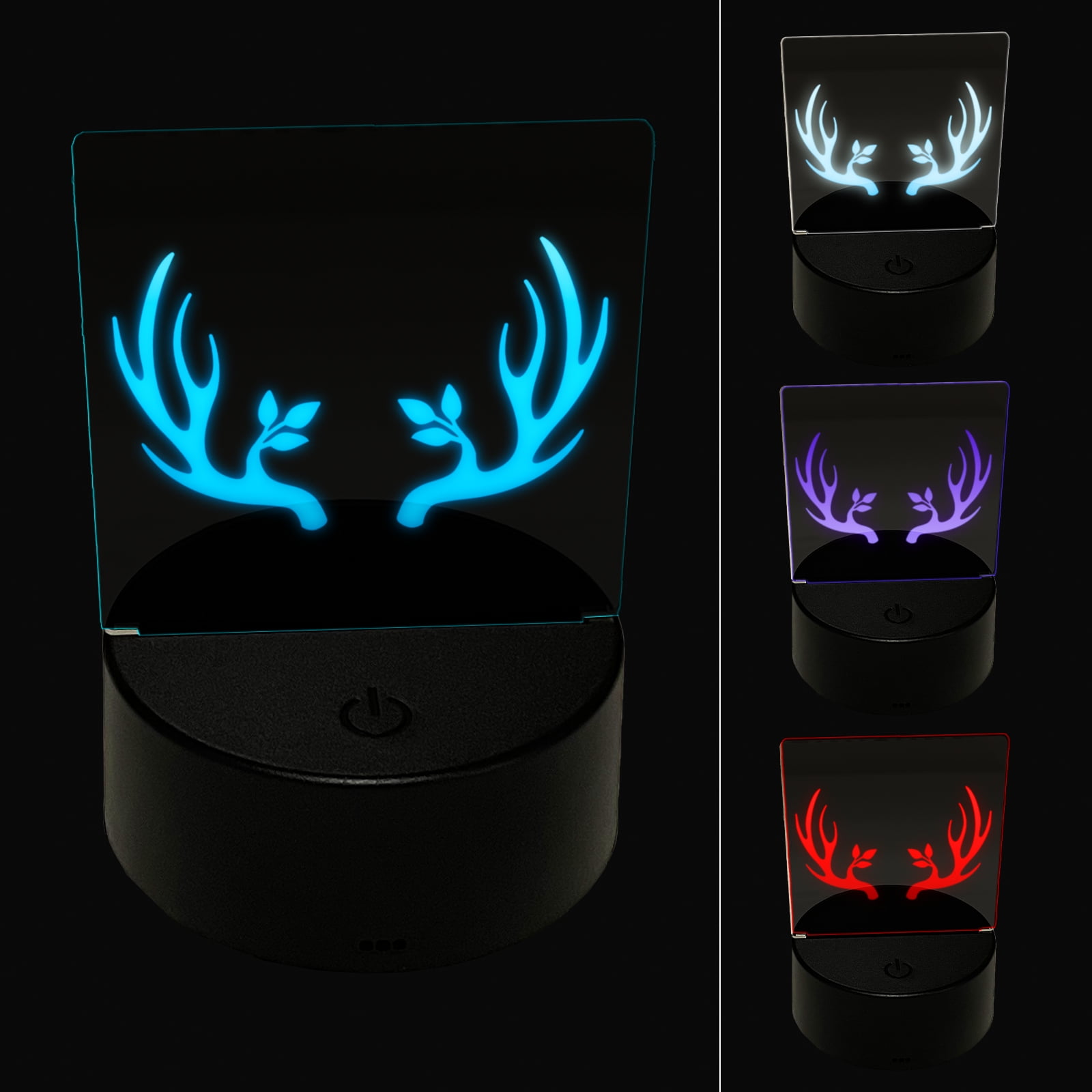 Deer Antlers Plant Detail LED Night Light Sign 3D Illusion Desk