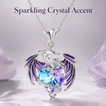 thumbnail image 5 of Dragon Jewelry Set for Women, Crystal Dragon Necklace Bracelet and Earrings, Fantasy Animal Pendant Jewelry Collection Gift, Purple, 5 of 6