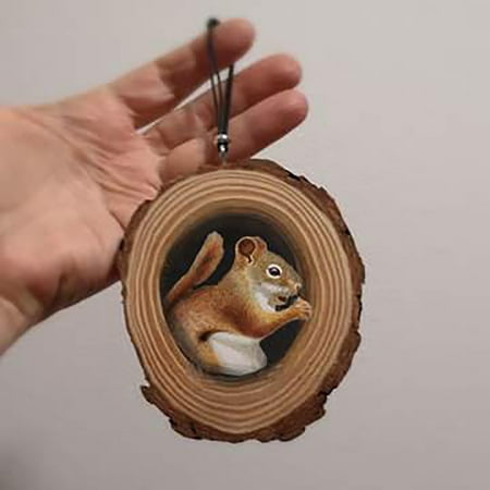 

Doublelift Festival Contemporary Realistic Animal Wood Grain Tree Hole Pendant Holiday Decorationfor Home Family