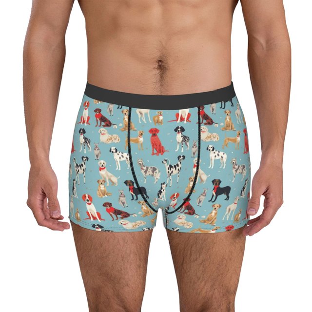Balery Animal Dog Calzoncillos bóxer para hombre, ropa interior de algodón suave y transpirable con cinturilla de nailon-Small