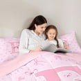 thumbnail image 4 of Erosebridal Pink Ribbon Bow Girl Twin Bedding Sets 7-Piece,Teens Kawaii E Personalized Initial Bedding Comforter Set,Pink Reversible, 4 of 6