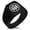 Black, variant on Stainless Steel Ishikawa Samurai Crest Needle Stripe Pattern Biker Style Polished Ring