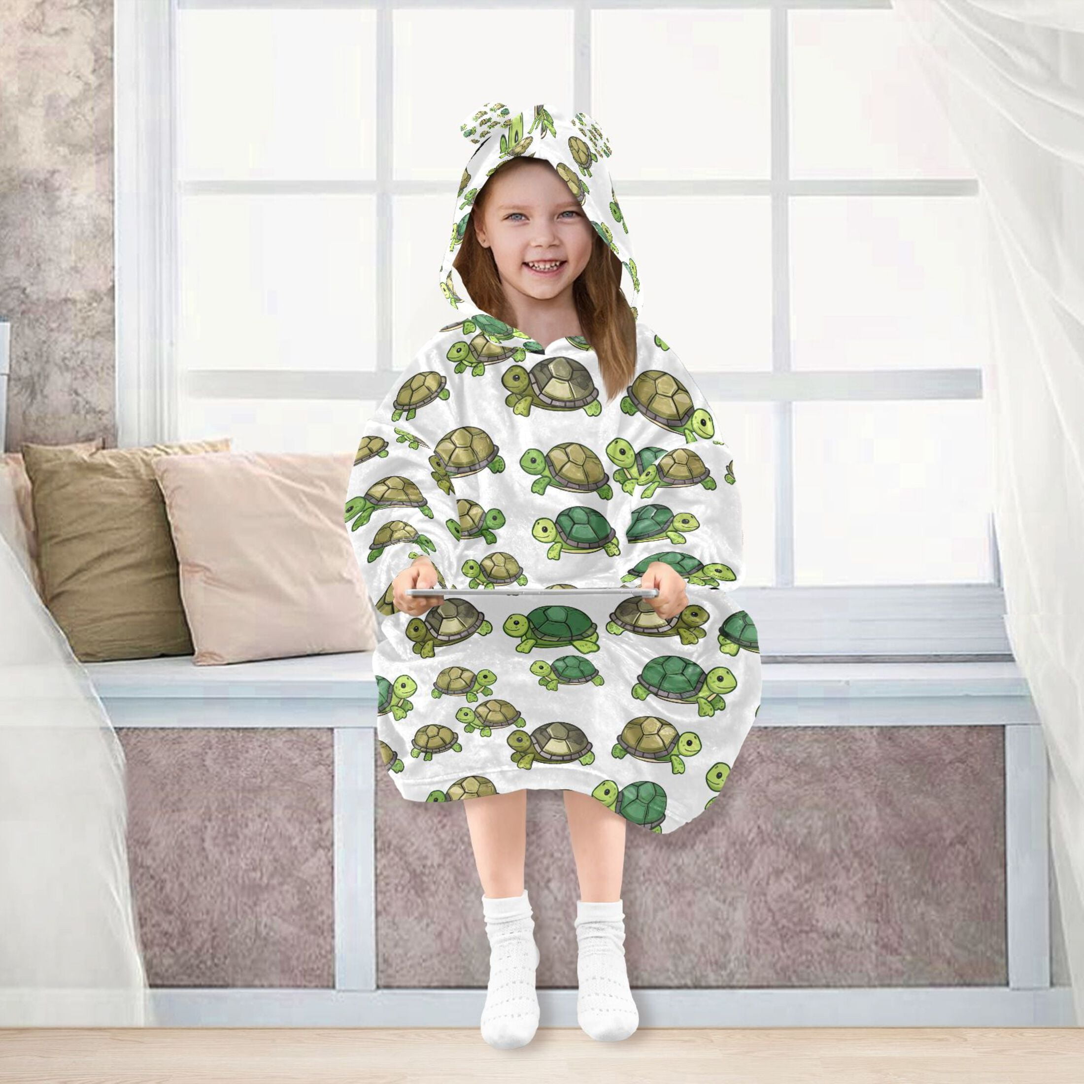 joogoo Blanket Hoodie for Cartoon Turtles Oversize Sweatshirt 3-14 YR L