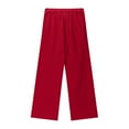 thumbnail image 4 of Gyexs Teen Girls Casual Cotton Linen Pants Lightweight Summer Loose Fit Elastic Waist Plus Size Solid Lounge Long Trousers (Sportswear, Z02 Red, 8-9 Years), 4 of 5