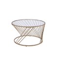 thumbnail image 2 of ACME Table Basse Ronde en Verre Bluelipe en Or et Champagne, 2 of 5
