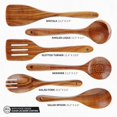 thumbnail image 5 of Extra-Large 6-Piece Wooden Spoon Set - Smooth Teak Cooking Utensils - Comfort-Grip Non-Stick Turner, Spatula, Skimmer, Fork, Serving Spoon, 5 of 9