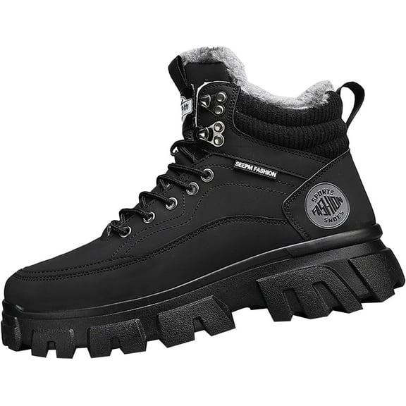 Men's Work Boots Wide Width Hiking Sneakers Warm Ankle Womens Safety Toe Shoes Slip Resistant Wide Outdoor Shoes Slip on Loafers Hike Grounded Footwear