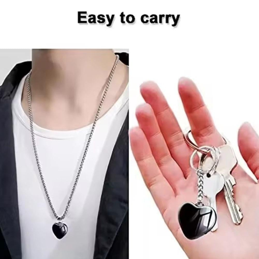 Heart Pendant Voice Recorder with Lanyard Hole- Storage Mini Hidden Recorder with Voice Activation & Noise Reduction, Continuous Recording, Portable for Meetings, Lectures, Interviews