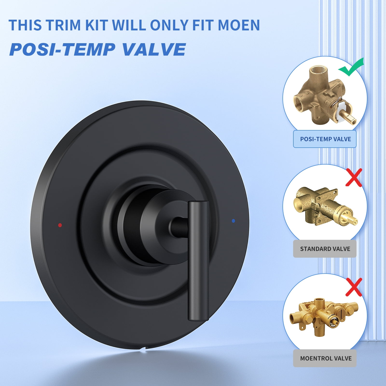 Replacement for Moen T2901BL Gibson Valve Trim Kit, Only fit Posi-Temp Valve, Matte Black
