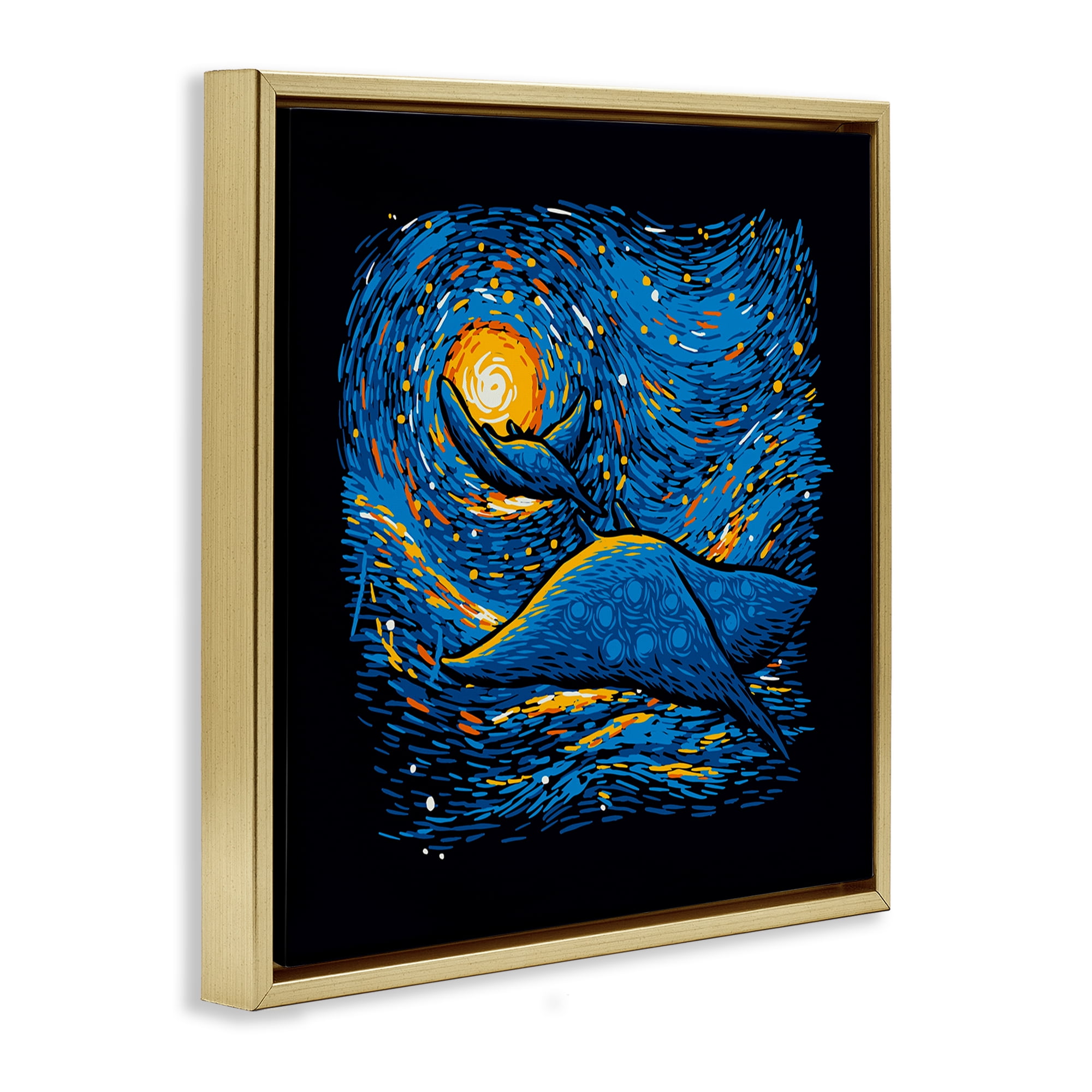 Stupell Industries Impressionist Manta Rays Gold Framed Floater Canvas Wall Art, design by Tobe Fonseca