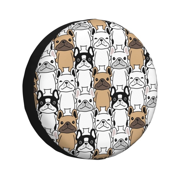 Balery French Bulldog 2 Cubiertas para Neumáticos - Protector Resistente para Neumáticos de Camioneta, SUV, Remolque, Camper y RV-15 inch