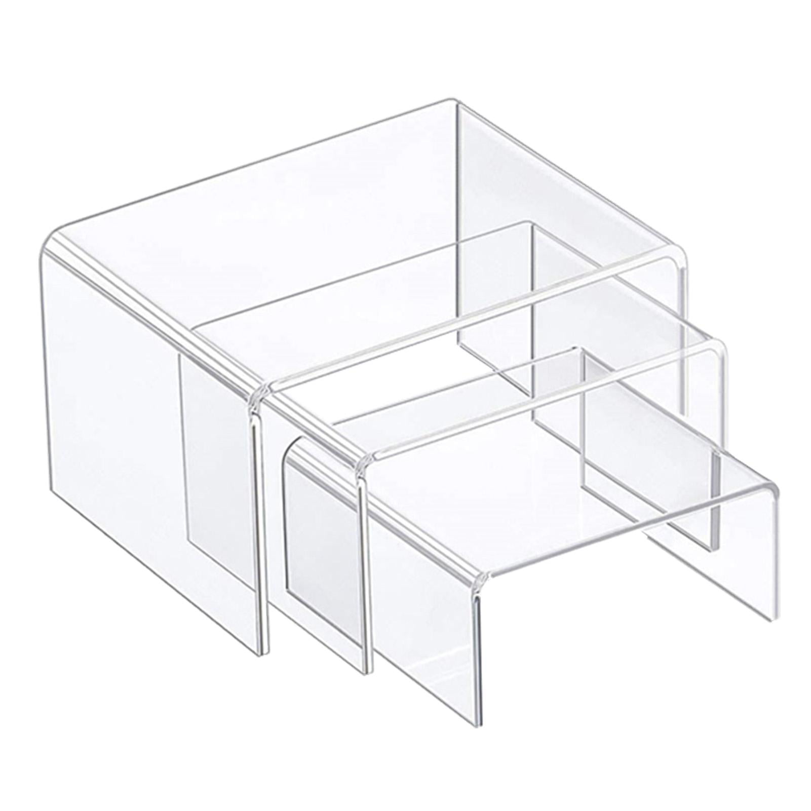3 H x 12 W x 8 D Plymor Clear Acrylic Display Riser with Tray Handles 3/16 Thick