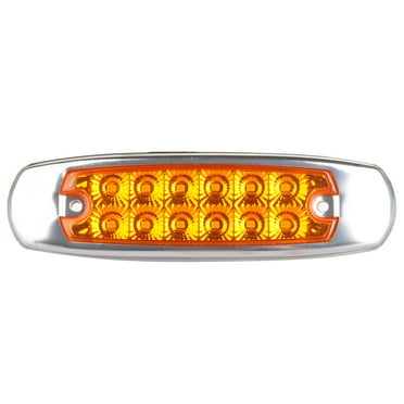 CCIYU Truck Side Marker Lamp Universal 2Pcs Red 2Pcs Amber Waterproof 12V 12 Diode Side Marker Clearance Light Bulbs LED Chrome for Truck Bus Boat Trailer Pickup Indicator Light
