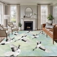 thumbnail image 2 of Teal White Birds Area Rugs Collection 5'x8', Vintage Animals Farmhouse Retro Art Non Slip Indoor Rectangle Throw Runner Rug Floor Mat Carpet for Living Room Dining Table Bedroom Nursery, 2 of 9