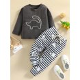 thumbnail image 2 of Qiylii Dinosuar Pattern Baby Clothes Set Long Sleeve Sweatshirt+Striped Pants, 2 of 9