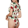 thumbnail image 3 of Fotbe Rose Flowers Women's Crew Neck Short Sleeves Bodysuit Tops Round Neck Slim Sleeveless Soft Comfortable Basic-XX-Large, 3 of 9