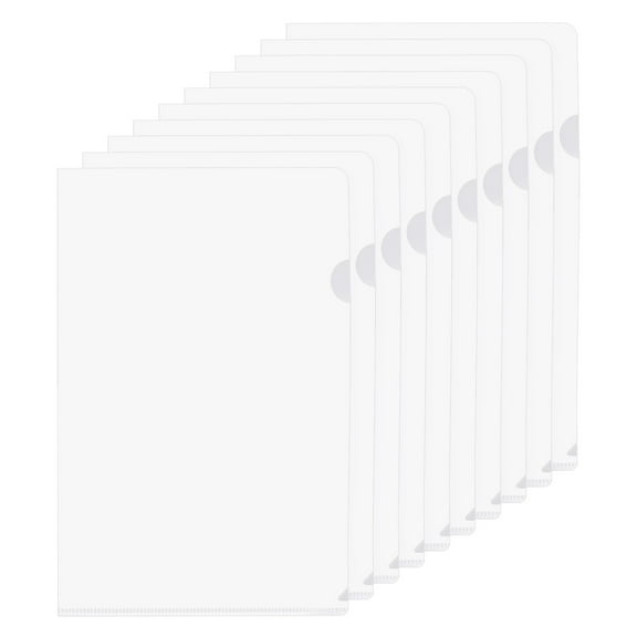 Uxcell L Type Folders 10 Pack A5 Plastic File Project Pockets Clear Paper Document Jacket Sleeves Clear