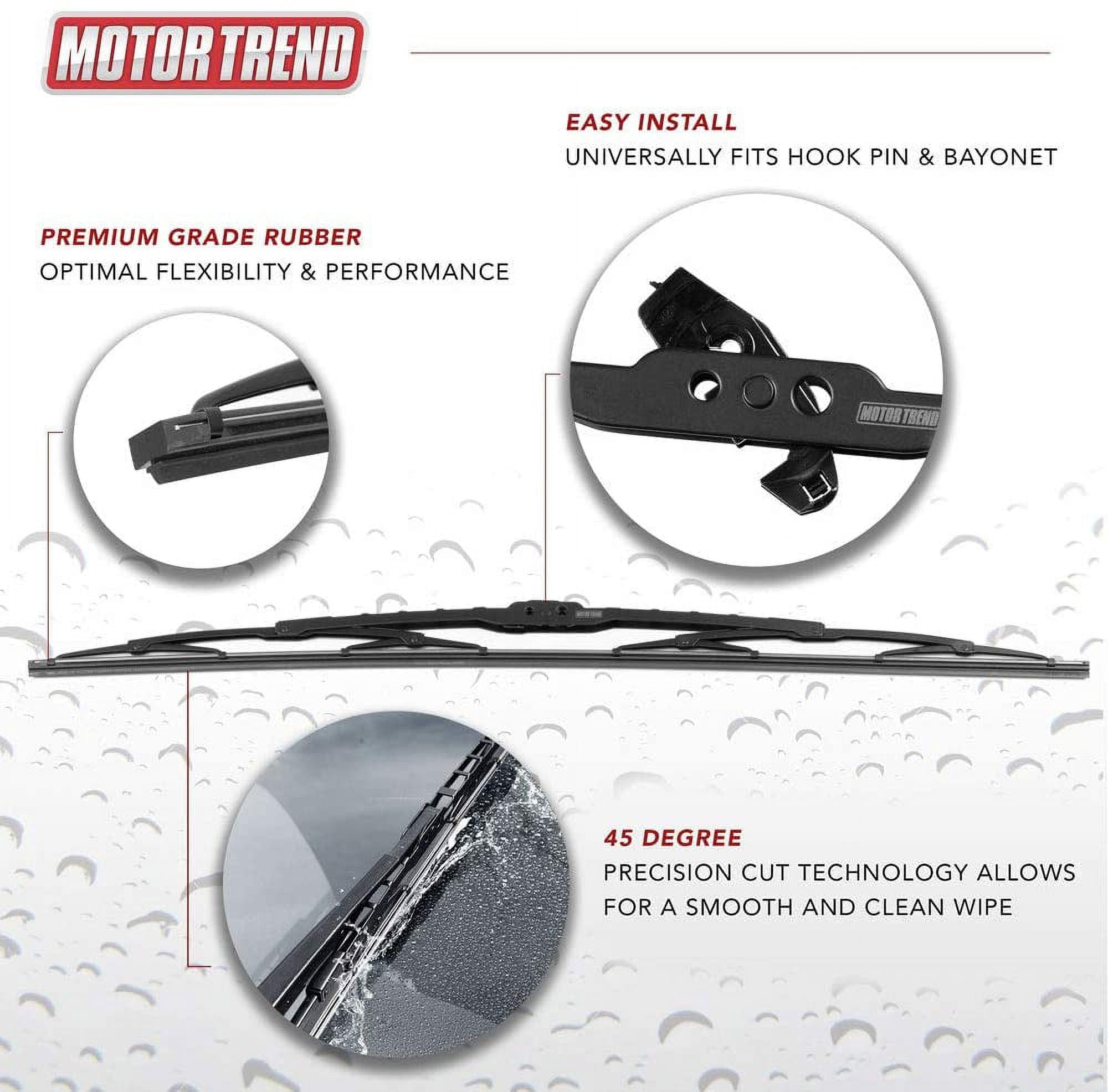 UltraFirm Precision Wiper Blade, High-Grade Natural Rubber, Metal Frame, 45° Cut for Maximum Clarity (16 Inch)
