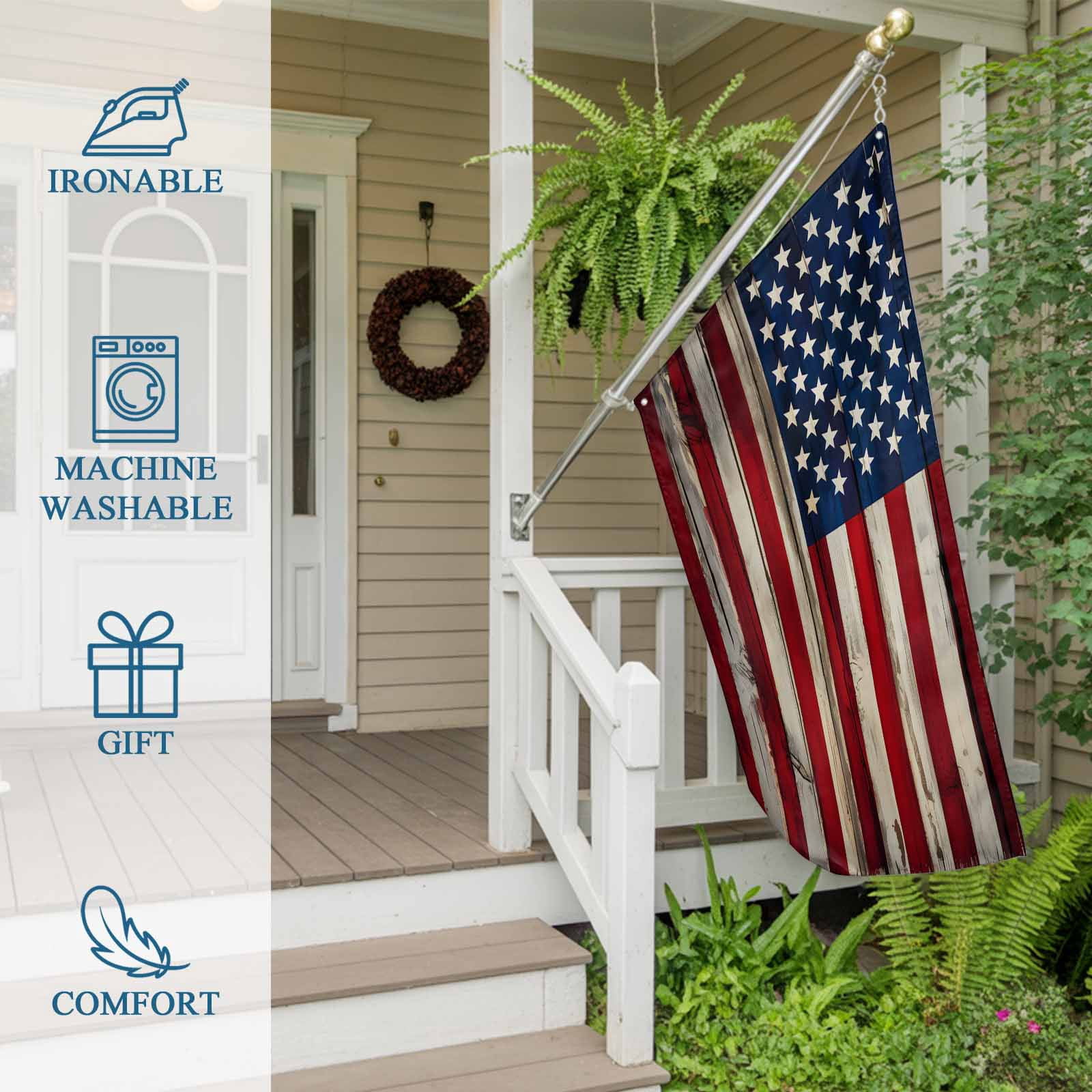 4th of July Flags for Outside 3x5 ft American Flag Outdoor Flags Double Sided Grommets House Banner Retro USA National Flag Patio Yard Flag for Outdoor Party Porch Independence Day Decor