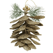 Holiday Time Gold Glitter Pine Cone Ornament