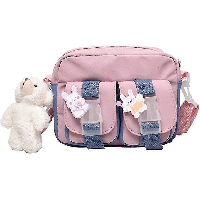Monedero Kawaii Yashi para Niñas Bolso Bandolera con Accesorios de Oso con Alfileres