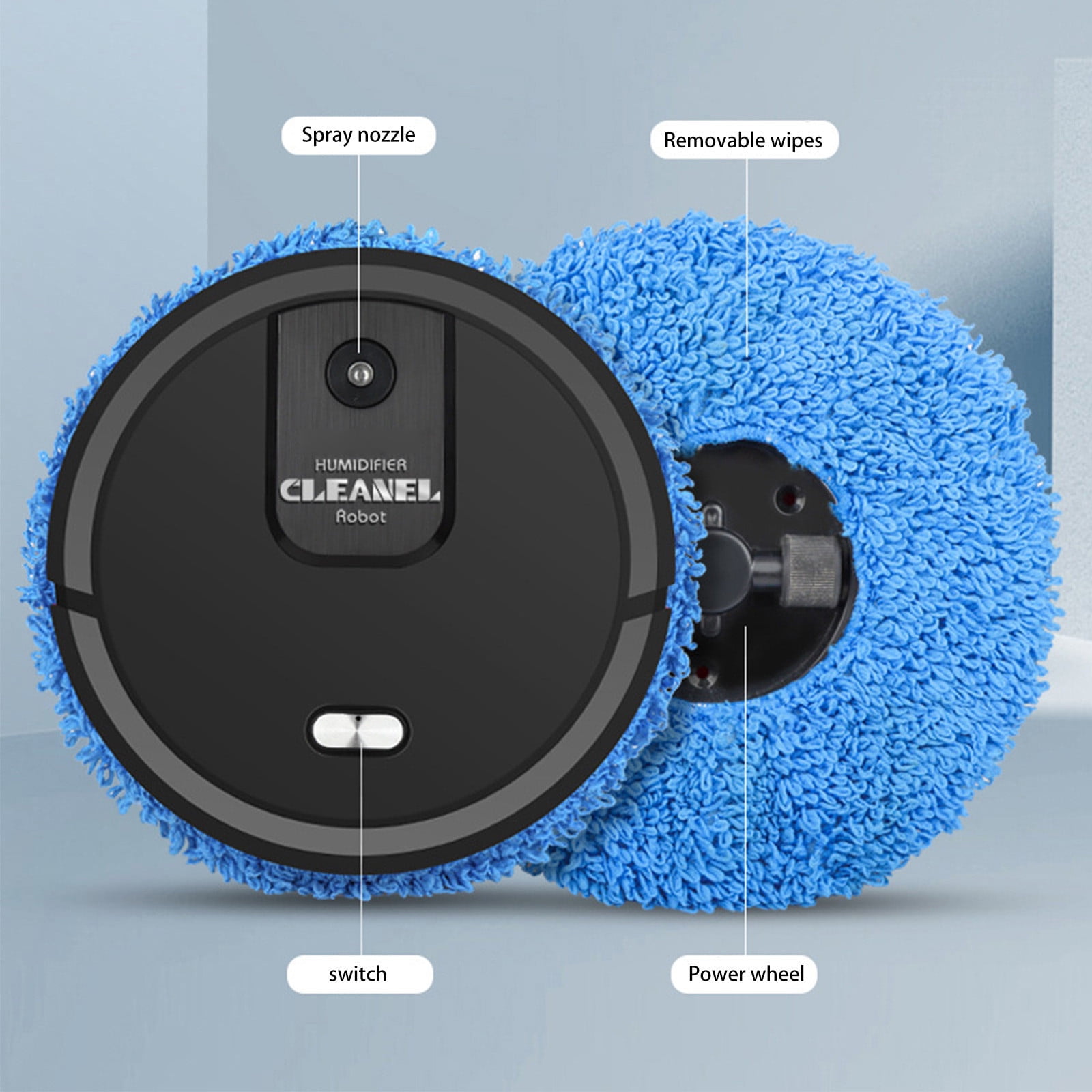 Microfiber Mop Lazy Home Smart, Household Mopping Robot, Low Noise Automatic Floor Mopping Robot Wet & Dry, Sweeping Robot Smart Vacuum Cleaner Home Smart Cleaning Tool Mops for Bathroom Kitchen
