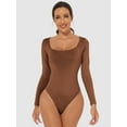 thumbnail image 5 of Eternatastic Women's Crew Neck Long Sleeve Bodysuit T Shirts Basic Tops Body Suit, 5 of 6