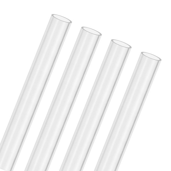4-Pack Clear Rigid Acrylic Pipe, 10mm[0.39"] ID x 12mm[0.47"] OD Plastic Round Tube for Water Cooling System/Lamps/Fountains/Aquariums [305mm/12IN]