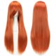 thumbnail image 1 of Zhuge Pelucas de cabello natural liso de 80 cm de largo con flequillo para cosplay, peluca colorida para fiesta de disfraces de Halloween para niña (naranja fragante), 1 of 5