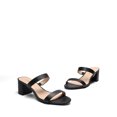 thumbnail image 2 of BURUDANI Women's Chunky Heel Sandals Two Strap Open Toe Low Block Dress Pumps Shoes BLACK/PU Size 9.5, 2 of 8