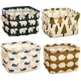 thumbnail image 2 of 4 Piece Storage Basket, Fabric Storage Box Organiser With 2 Handles On Both Sides, Foldable Waterproof Storage Box Kids Small Linen Storage Organiser Sets, 2 of 7