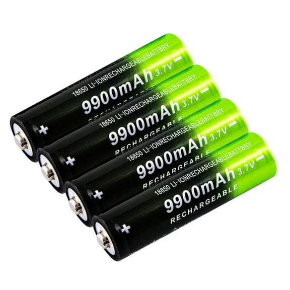 Rechargeable Battery 3.7Volt Li-ion Batteries 9900mAh Button Top for LED Flashlights Headlamps, Solar Lights & More 4pc