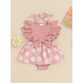 thumbnail image 3 of Musuos Infant Baby Girl Cute Romper Dress 3 6 9 12 18Months Daisy Print Short Sleeve Round Neck Jumpsuit with Bow Headband, 3 of 10