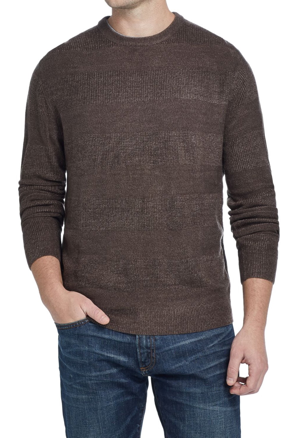 Medium Crewneck Textured-Striped Knit 