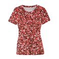thumbnail image 4 of Pincandy Women's Spring Top Bright Print Casual Short-sleeved Top Summer Tops Trendy 2025 Ruched Cap Short Sleeve Tshirts Shirts Crew Neck T Shirts Fashion,Red,XL, 4 of 4