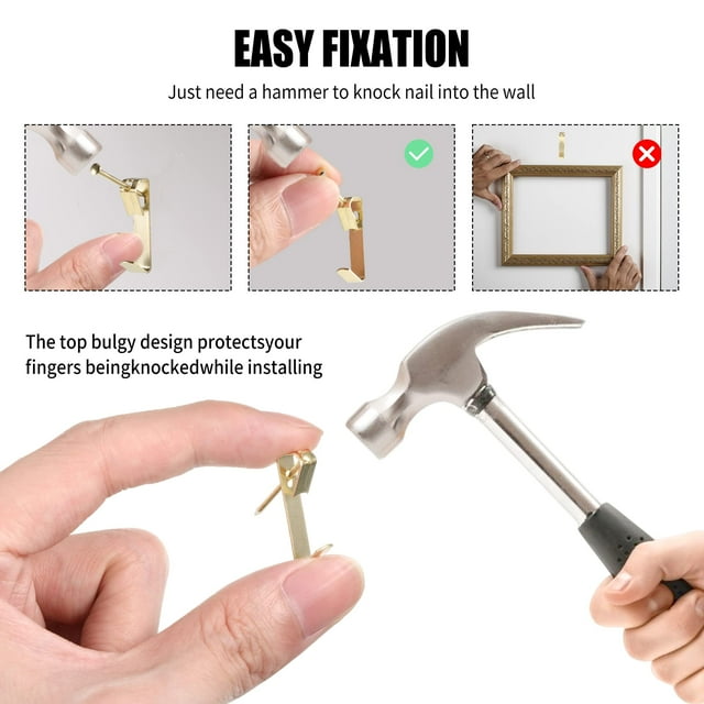 yingyy 100piece Wide Application Picture Hangers Rustproof Coating And Impact-resistant Picture Hanging Gold 1Set