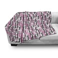 thumbnail image 3 of Geometric Soft Flannel Fleece Blanket, Sixties Inspired Wavy Lines Vibrant Image Curved Stripes Funky Pattern, Cozy Plush for Indoor and Outdoor Use, 50" x 70", Hot Pink White Black, by Ambesonne, 3 of 6