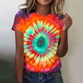 thumbnail image 2 of DeHolifer Tie Dye Shirt for Womens Crewneck Casual Summer Short Sleeve Tee T-Shirts Orange M, 2 of 6
