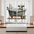 thumbnail image 3 of Ambesonne Rustic Kitchen Curtains, Bathing Cow and Chamomiles, 55"x36", Coconut White and Cinnamon, 3 of 3