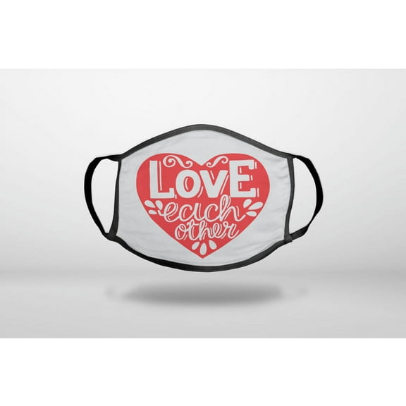 Red Heart - Love Each Other - 3-Ply Reusable Soft Cloth Face Covering, Unisex, Cotton Inner Layer
