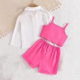 thumbnail image 3 of Girls 3 Piece Sets Cute Sleeveless Tank Tops Wide Leg Shorts and Long Sleeve Shirts Outfits Toddlers Kids Casual Solid Going-Out Set 3-9Y, 3 of 8