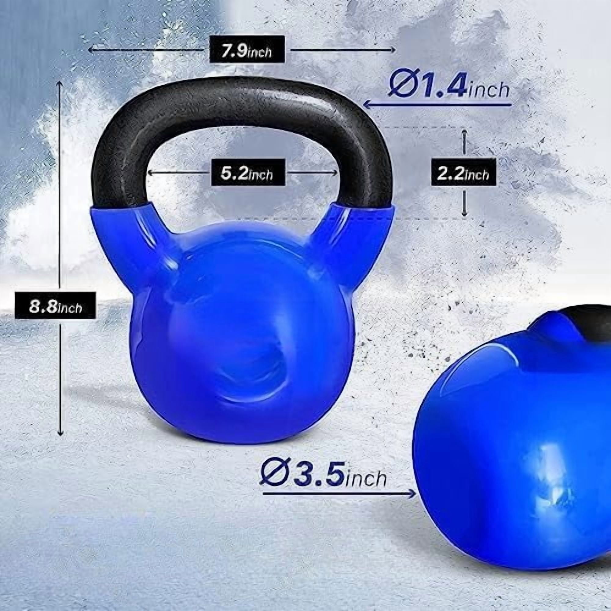 Kettlebell, 5-100 LB Vinyl Coated Cast Iron Strength Training Kettlebells for Home Gym Exercises, Fitness, Full Body Workout Equipment, Push Ups, and Grip Strength